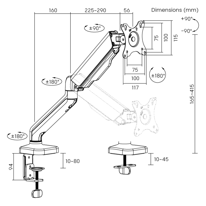 XTRMLAB E210C-64TDL – Bras d'écran